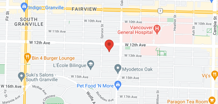 map of 304 1055 W 13TH AVENUE